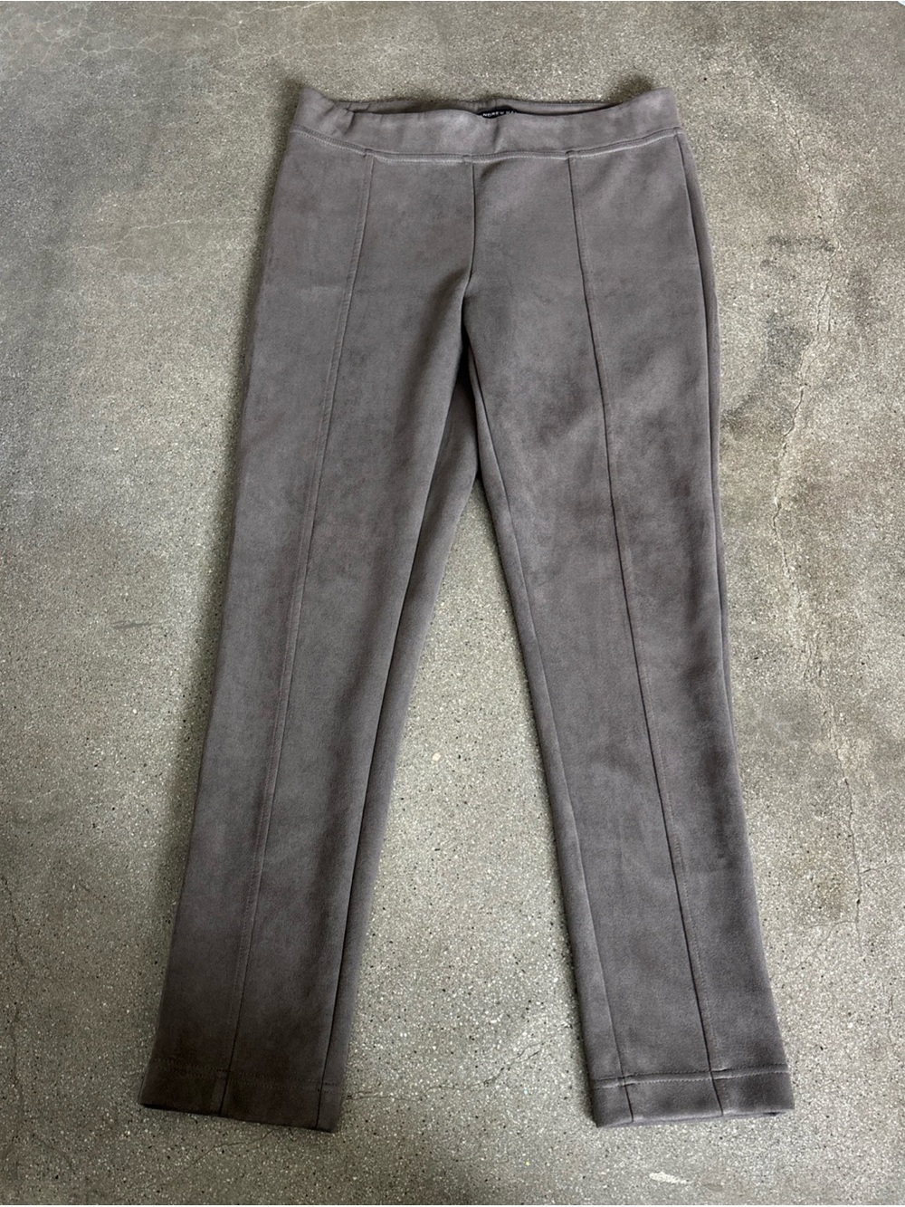Brown faux Suede-Look Straight Leg Pants
